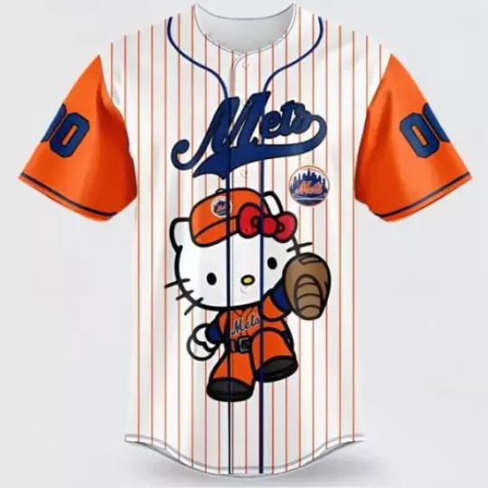 Discover Mets Special Hello Kitty Custom Name Number Printed Baseball Jersey