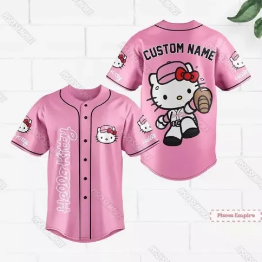 Discover Personalized Kid/Youth/Adult Hello Kitty All Over Prints Baseball Jersey Shirt
