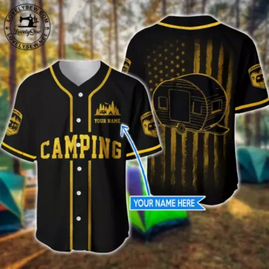 Discover Camping Custom Name Baseball Jersey Shirt, For Men Women Funny Shirt Birthd