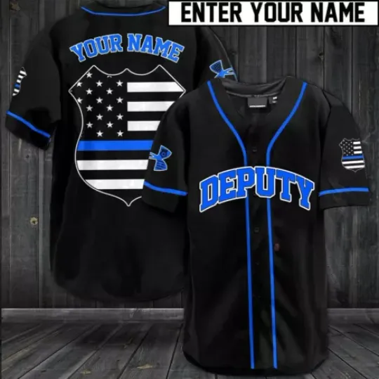 Discover Police Deputy Custom Name Baseball Jersey Shirt Men Dad Father Day Gift