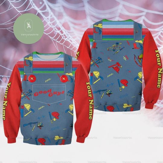 Halloween Chucky Sweatshirt, Chucky Doll Horror Hoodie Zip, Chucky Childs Play Costume, Chucky Horror Movie Sweater, Halloween Gift