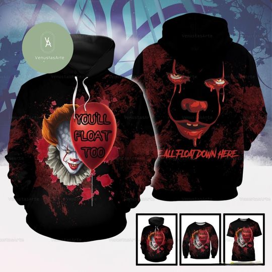 Pennywise The Clown Halloween Shirt, You'll Float Too Shirt, IT Movie Horror Shirt, Scary Characters Hoodie, Halloween Killer