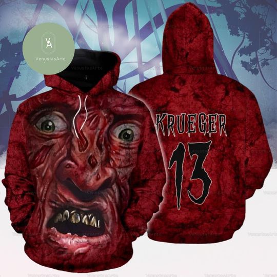 Freddy Krueger Annoyed Face 3D Shirt, Freddy Killer Shirt, Horror Characters Hoodies, Halloween Nightmare Tee, Gift For Halloween