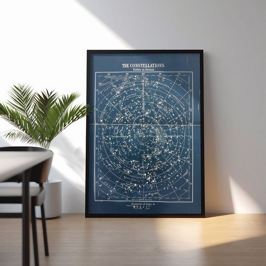 Discover Vintage 1900s Star Constellations Map | Antique Astronomy Poster | Celestial Chart Art | Classic Space Decor