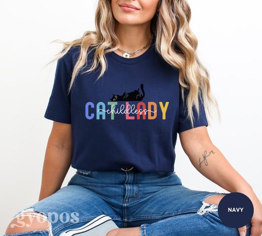 Discover Childless Cat Lady Shirt, Kamala Harris 2024 T Shirt, Kamala Rally Tee, 2024 Election Political Shirts, Vote Blue Democrat Top, Cat Mom Gift