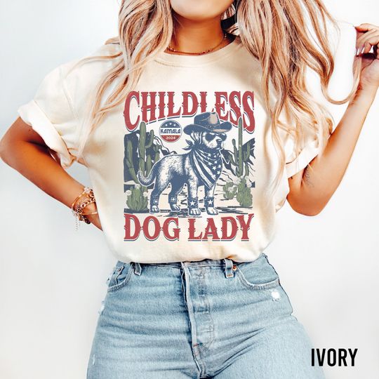 Discover Childless Dog Lady Shirt, Childless Dog Ladies for Kamala Tee, Childless Cat Lady, Vote Blue Shirt, Election 2024 Shirt