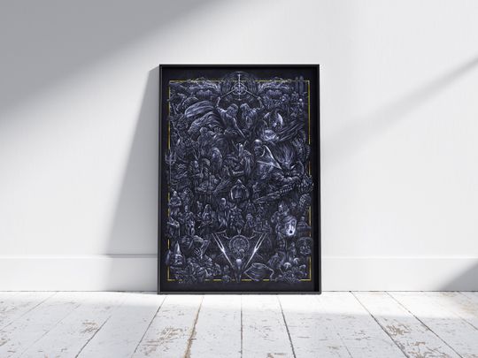 Engraved Souvenir of the Elden Ring Poster | Videogame Poster | Dark Souls Canvas Wall Prints