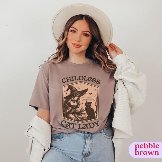 Discover Childless Cat Lady Shirt Halloween Witch and Cat Shirt Kamala Harris Election 2024 Shirt Equal Rights Tee Feminist Voting T-Shirt Voter Gift