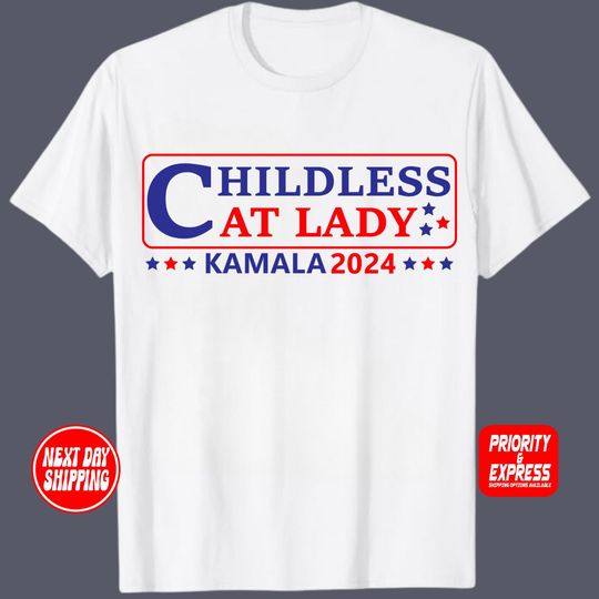 Discover Childless Cat Lady Shirt, 2024 Election shirt, Vote Blue Shirt, Democrat Shirt, Vote for Kamala Harris Shirt, Childless Cat Ladies Is Voting