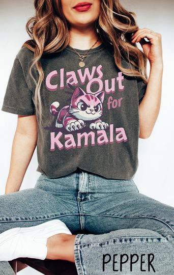 Discover Childless Cat Lady Shirt Kamala Harris Comfort Colors Shirt Claws Out for Kamala Shirt  Miserable Cat Ladies for Kamala Shirt Vote Blue Tee