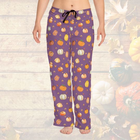 Discover Halloween Thanksgiving Pumpkin Pattern Pajamas, Lounge Pants For Women Halloween Sleepover, High Waist Comfy Pj Pants, Matching Pajama Pants