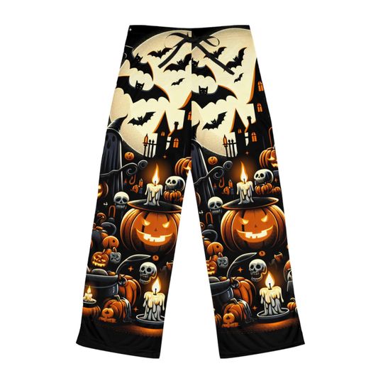 Discover Cozy Halloween Women's Pajama Pants - Black Cat Print, Fall Lounge Wear, Spooky Sleepwear, Trick or Treat Costume, October Night Apparel