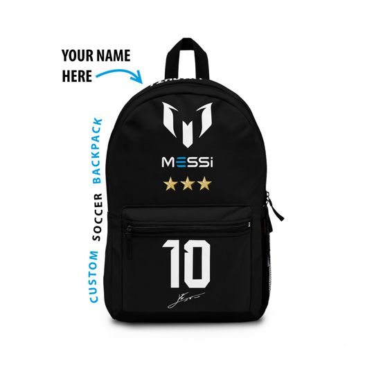 Messi Soccer Backpack for Childrens Kids Youth - Customizable with your name on top of the Backpack - Gift for Kids- Sports Bag - School Bag