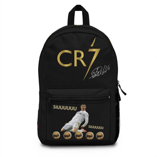 Ronaldo Backpack  - Youth Children Soccer Backpack - Sports School Bag - Simil Stickers Design - Laptop Compartiment.