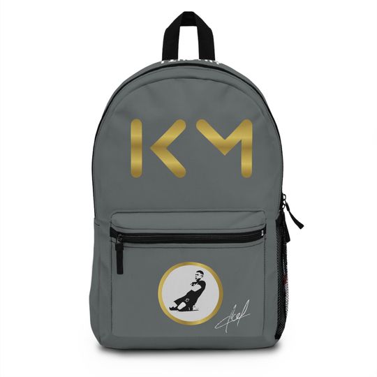 Mbappe Backpack Gray - Youth Children's Soccer Backpack -Customizable with your name on top of the backpack - Sports School Bag
