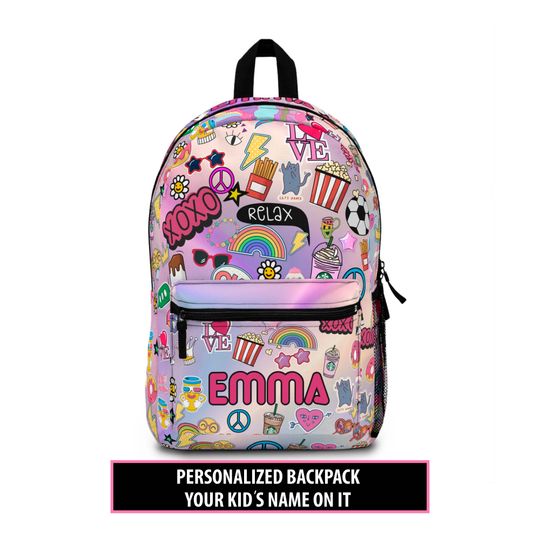 Discover Personalized Girl School Backpack - Stickers Design- Girls Backpack With your Name On it- Excellent Quality- Back To School -Gifts For Kids