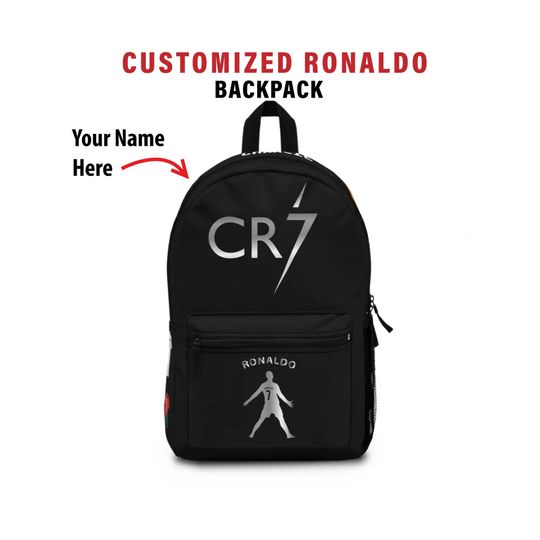Ronaldo Backpack - Youth Children's Soccer Backpack -Customizable with your name on top of the backpack - Sports School Bag