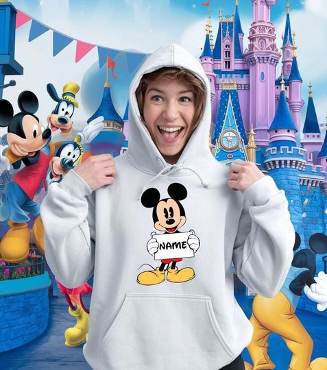 Discover Personalised Mickey Mouse Disney Hoodie, Disney Classic Mickey Mouse Top, Disneyland Holiday Vacation Top, Disney Hoodie Custom Mickey Top