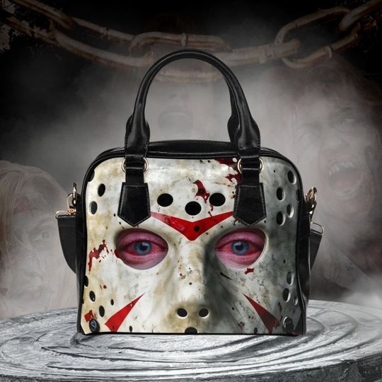 Discover Jason Mask Vegan Leather Handbag | Horror Movie Crossbody | Halloween Purse | Slasher Fan Gift