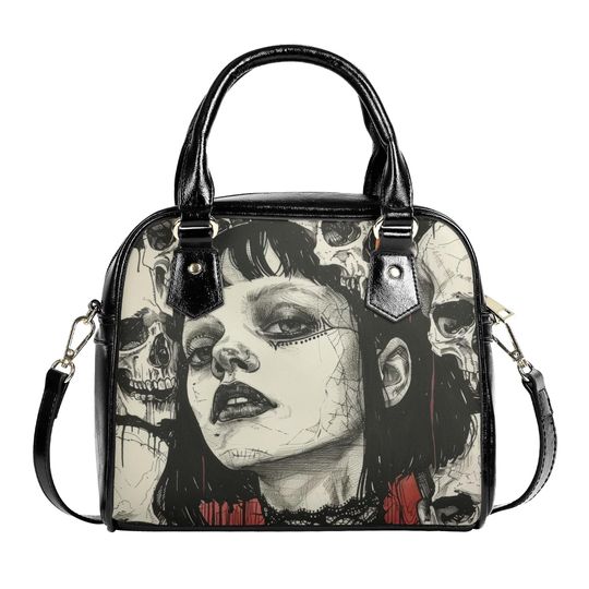 Discover Goth drawing of a woman PU Shoulder Handbag