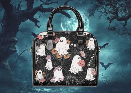 Discover Spooky Ghost Spider Web Shoulder bag, Halloween Shoulder Bag, Unique Gift for Her, Gothic Style Accessory