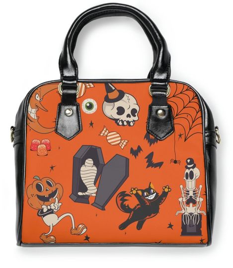 Discover Halloween purse, Gothic purse, retro halloween bag, Cross body purse, satchel, removable strap
