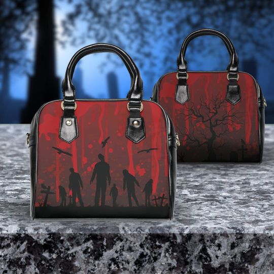 Discover Undead handbag women's horror crossbody bag zombie horror crossbody purse horror graveyard zombie purse horror gift for her blood red bag