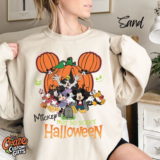 Discover Mickey Not So Scary Halloween Party Sweatshirt, Halloween Mickey Minnie Pumpkin Sweater, Disneyland Halloween, Halloween Kids Gift