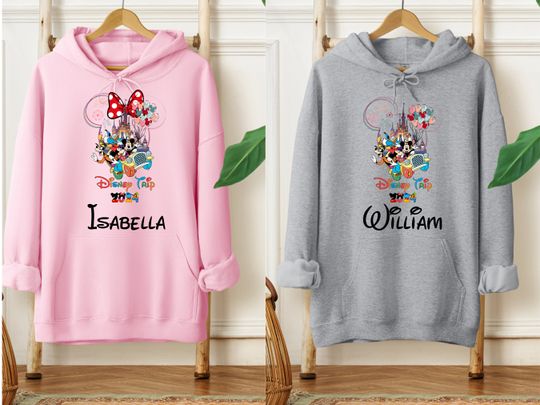 Disney Trip 2024 Hoodie, Custom Disney Hoodie, Minnie and Mickey Hoodie, My First Disney Trip Hoodie