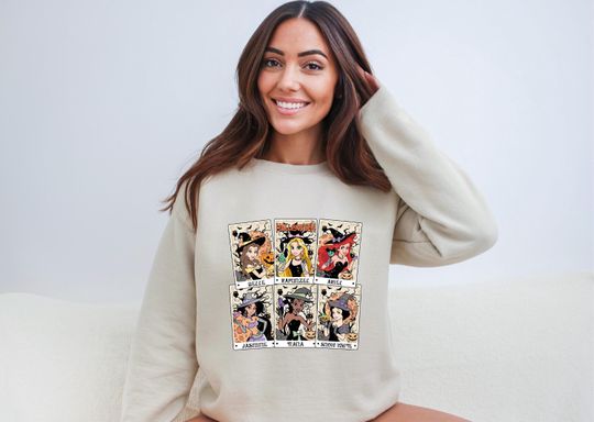 Discover Comfort Color Disney Halloween Princess Sweat, Princess Characters, Halloween Princess Sweat