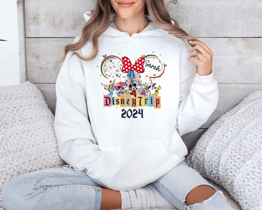 Discover Custom Name Disneyland Trip 2024 Hoodie, Disneyland Family Matching Hoodie, Personalized Disneyworld Trip Hoodie, Mickey and Minnie Hoodie