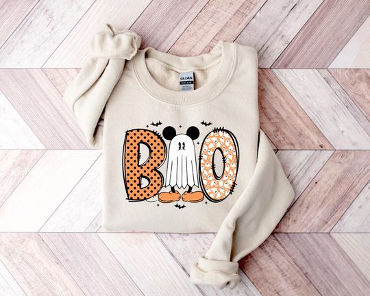 Discover Disney Boo Mickey Sweatshirt, Disneyland Halloween Sweatshirt, Halloween Disney Sweatshirt, Mickey Minnie Halloween Shirt, Disney Trip