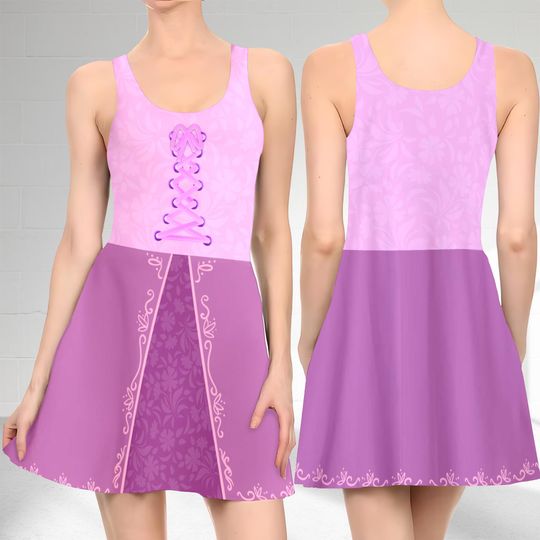 Rapunzel Princess 3D Cosplay Costume Skater Dress, Rapunzel Movie And Dress, Rapunzel Princess Mom Daughter Dress, Princess Dress Gift