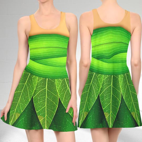 Tinker Bell Fairy 3D Cosplay Costume Skater Dress, Tinkerbell Dress, Fairy Tinkerbell Mom Daughter Dress, Fairy Tinkerbell Dress Gift