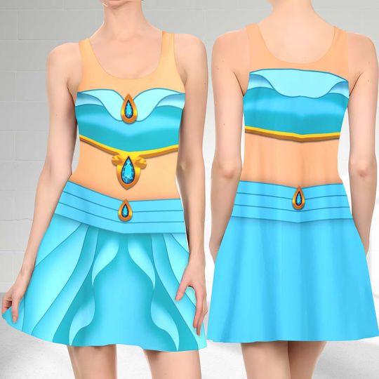 Jasmine Princess 3D Cosplay Costume Skater Dress, Aladdin Movie And Dress, Jasmine Aladdin Mom Daughter Dress, Jasmine Princess Dress