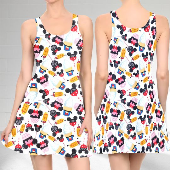 Mickey And Friends Snacks 3D T-shirt, Mickey Mouse All Over Print Shirt And Dress, Mickey Snacks Mom Daughter Dress, Mickey Dress Gift