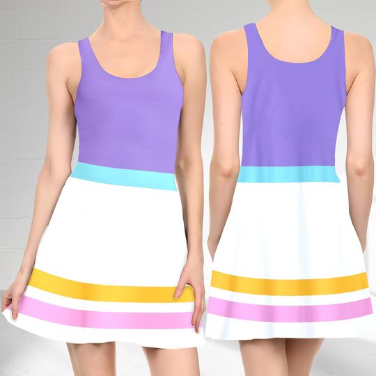 Daisy Duck 3D Cosplay Costume Skater Dress, Mickey Mouse And Dress, Daisy Duck Mom Daughter Dress, Daisy Duck Mickey Mouse Dress