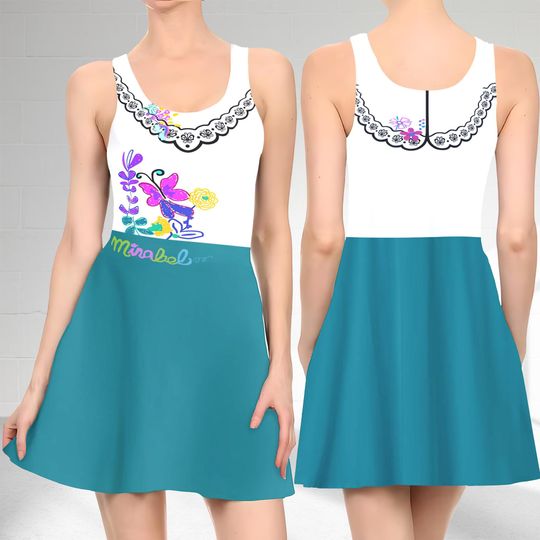 Mirabel Madrigal 3D Cosplay Costume Skater Dress, Encanto Dress, Mirabel Madrigal Encanto Mom Daughter Dress, Encanto Dress RE-BMX4614