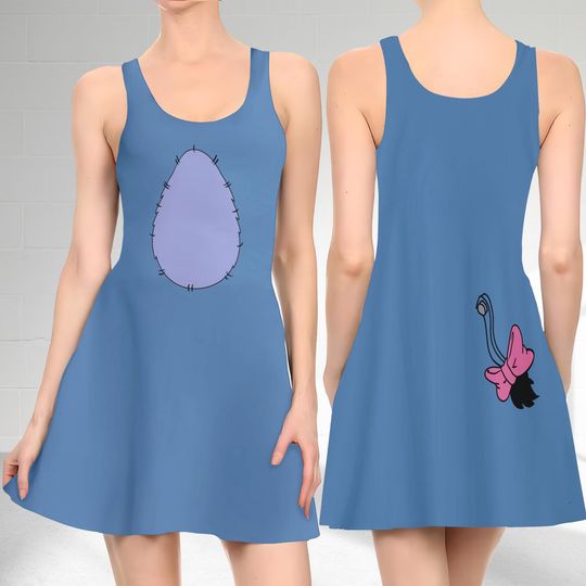 Eeyore Donkey 3D Cosplay Costume Skater Dress, Winnie The Pooh And Dress, Eeyore Donkey Winnie The Pooh Mom Daughter Dress
