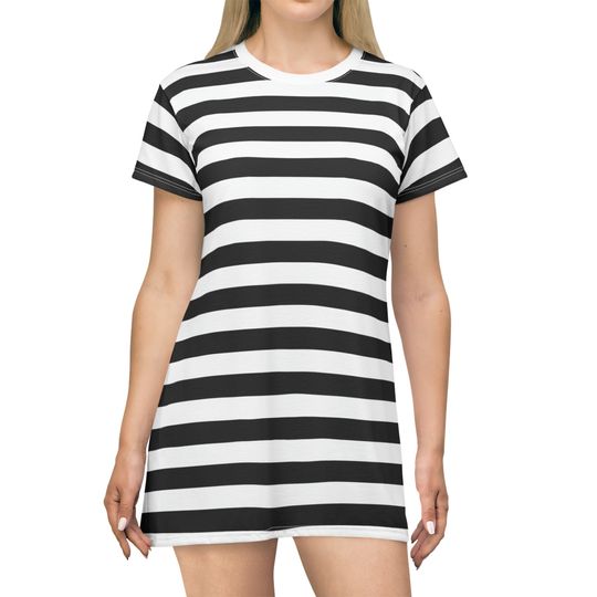 Discover Black & White Striped Dress Women's Prisoner T-Shirt Dress