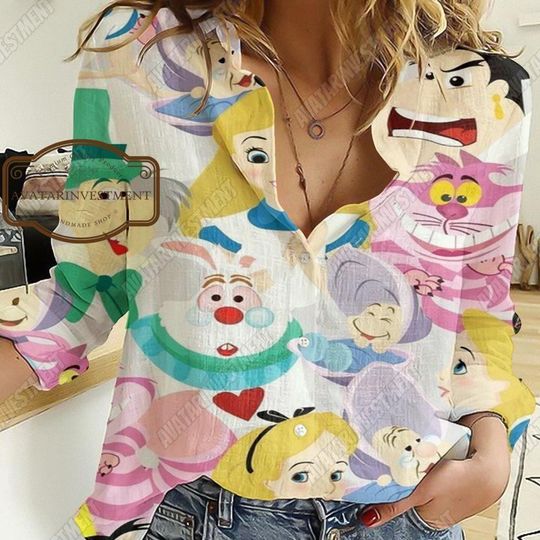 Alice In Wonderland Linen Shirt, Alice In Wonderland Shirt, Alice Linen Shirt, Alice Shirt, Magic Kingdom Shirt, Mad Hatter Shirt