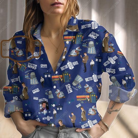 Doctor Who Blouse  Shirt, Doctor Who Shirt, Doctor Who Gift, Doctor Who Shirt Women, Dr Who Shirt, Gift For Mother, Button Down Shirt