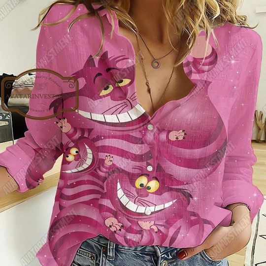 Cheshire Cat Blouse Shirt, Cheshire Cat Shirt, Alice In Wonderland Shirt, Alice In Wonderland Gift, Disney Cheshire Cat Shirt