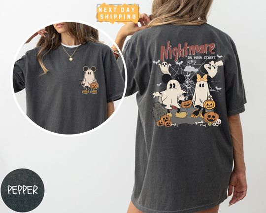 Discover Vintage Mickey Halloween Shirt, Comfort Colors Disney Halloween Tee, Nightmare On The Main Street Shirt, Halloween Pumpkin Shirt