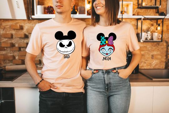 Jack and Sally Halloween Shirt, The Nightmare Before Christmas Couple Shirt, Disney Halloween Matching Shirt, Disney Mom and Dad Shirt