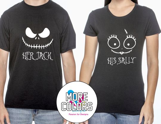 Her Jack/His Sally Nightmare Before Christmas Romantic Couples T-Shirts Matching Shirt T-Shirt Funny Tee Gift for Him Her Halloween