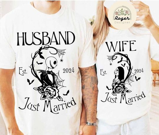 The Nightmare Before Christmas Jack Skellington Sally Couple Husband Wife Disney Halloween Shirt, Honeymoon Wedding Married Halloween Trip