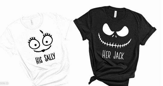 His Sally, Her Jack Matching Unisex T-Shirt/Disney Couples Shirt/Jack and Sally Shirt/Matching Disney Shirts/Nightmare before Christmas Tee