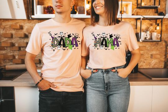The Nightmare Before Christmas Mama Dada Shirt, Disney Halloween Couple Matching Shirt, Disney Mom and Dad Shirt, Halloween Family Shirt