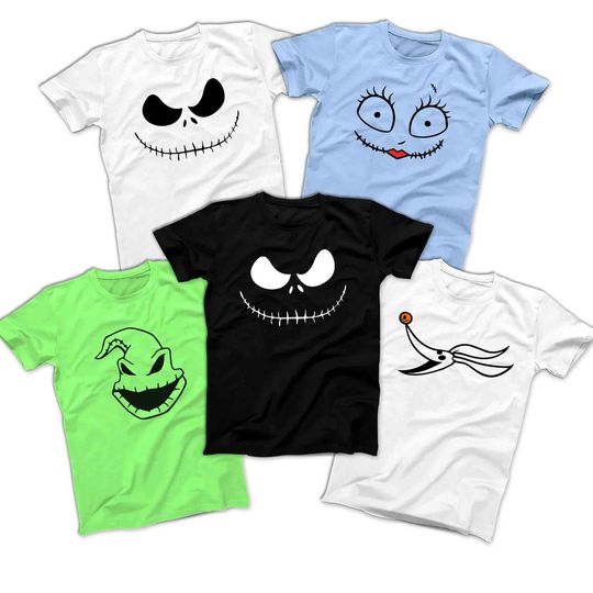 Jack Skellington Shirt Sally Zero Oogie Boogie Shirts Halloween Costume Cosplay Party Men Youth Toddler Shirts
